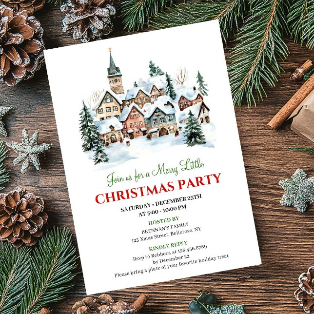 Convites Trendy cozy Christmas scene festive dinner invites (Trendy cozy Christmas scene festive dinner invitation)
