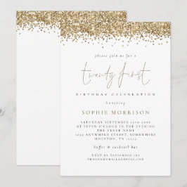Convites Trendy Dourado Glitter aniversário de 21 anos Part