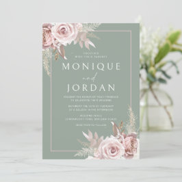 Convites Trendy Dusty Rosa Blush & Sage Wedding