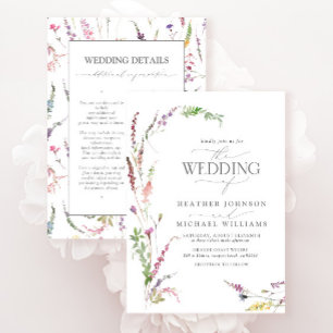 Convites Trendy Elegant Wildflower Details Casamento