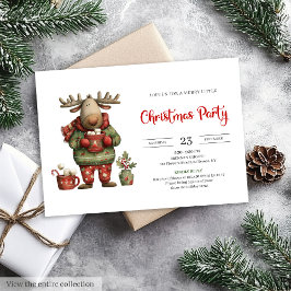 Convites Trendy Funny Reindeer red green festive invite