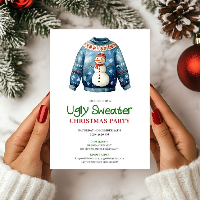 Convites Trendy Funny Ugly Sweater Holiday Invitation (Trendy Funny Ugly Sweater Holiday Invitation)