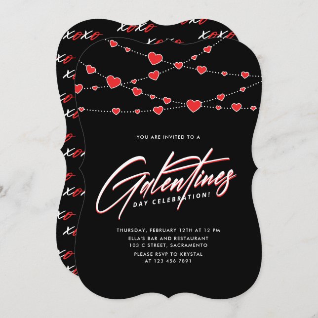 Convites Trendy Galentine's Day Party (Frente/Verso)