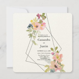Convites Trendy Geométrico Floral Wedding