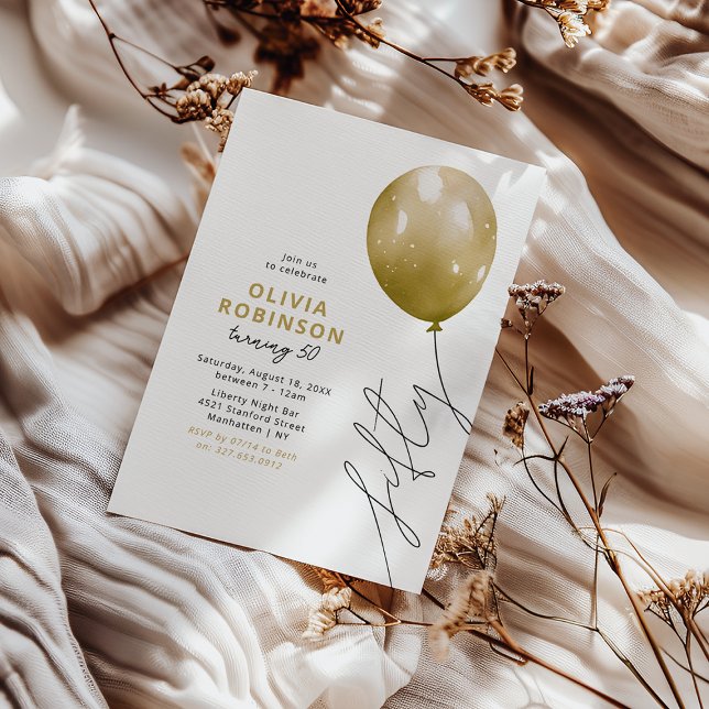 Convites Trendy Gold Balloon 50th Birthday (Criador carregado)
