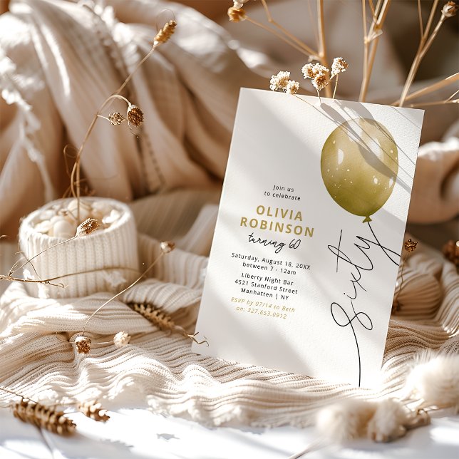 Convites Trendy Gold Balloon 60th Birthday (Criador carregado)