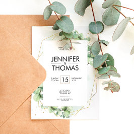 Convites Trendy Greenery, noivado de casamento de eucalipto