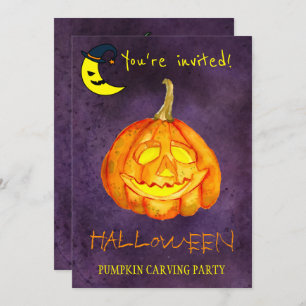 Convites Trendy Halloween - aquarela de abóbora