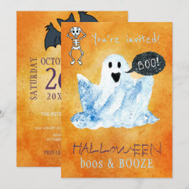 Convites Trendy Halloween - coloração d'água fantasma - fes
