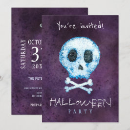 Convites Trendy Halloween: crânio de aquarela e festa de os