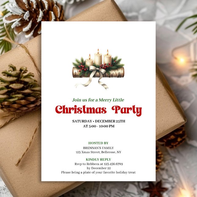 Convites Trendy Holly Berries Christmas Decoration Invite (Trendy Holly Berries Christmas Decoration Invite)