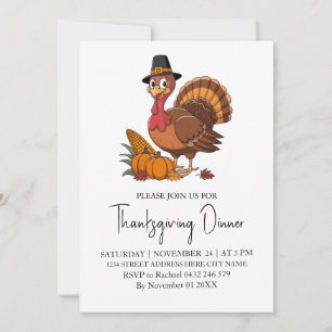 Convites Trendy Janta de Ação de Graças Turquia Pumpkin