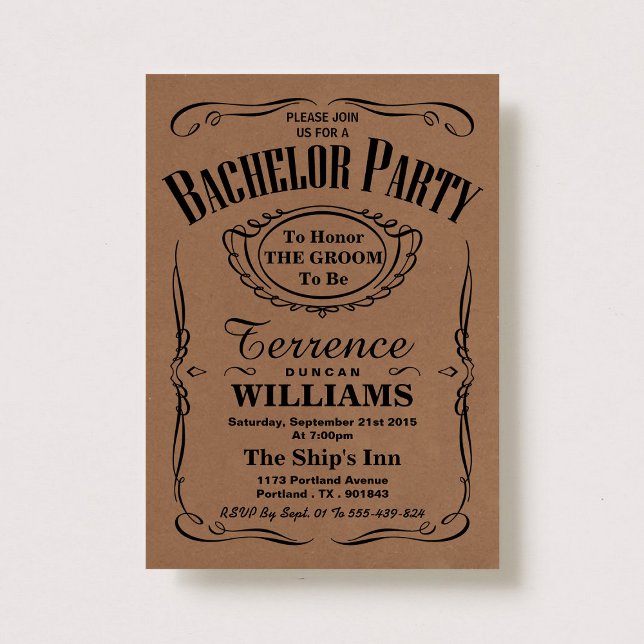 Convites Trendy Kraft Typoographic Bachelor Party (Criador carregado)