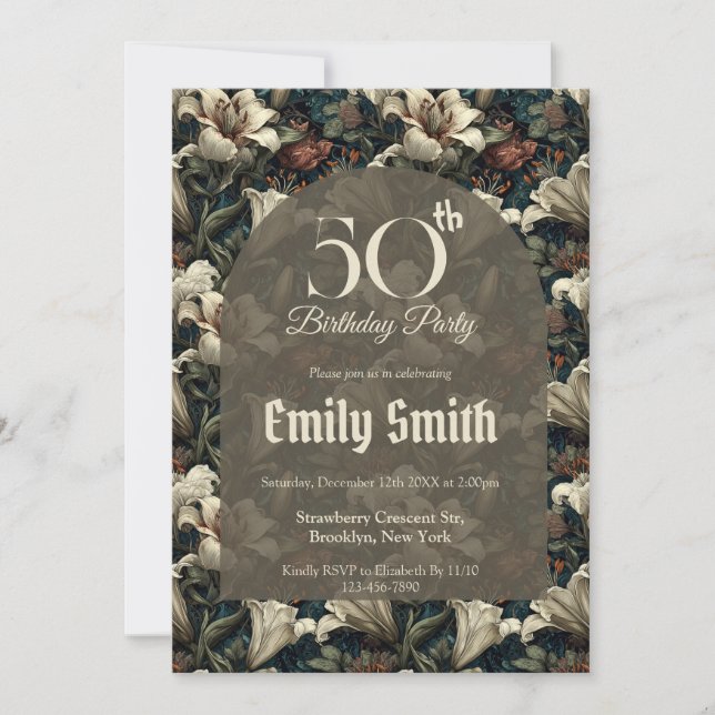Convites Trendy Lilies Themed 60Th Birthday (Frente)
