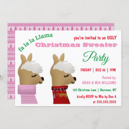 Convites Trendy Llama Pink Christmas Sweater Party