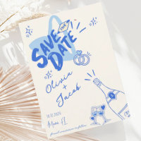 Trendy Mão Desenhada Blue Scribble Divertido Salve