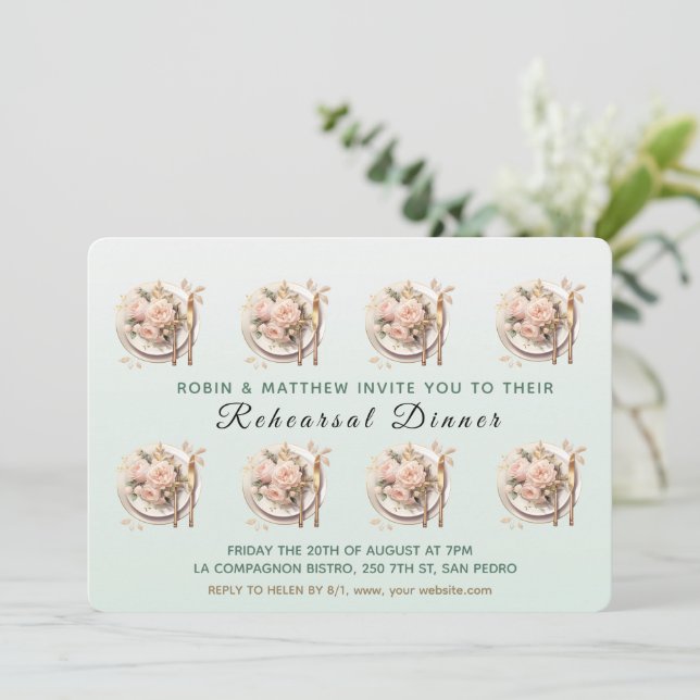 Convites Trendy Mesa Na Noite Antes Do Janto De Ensaio (Em pé/Frente)