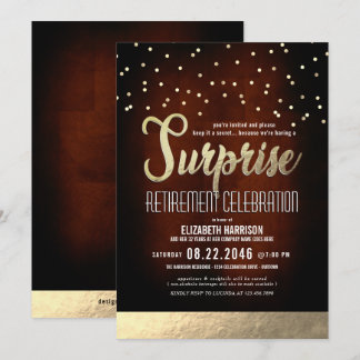 Convites Trendy Mocha/Dourada Surprise Retirement Party Inv
