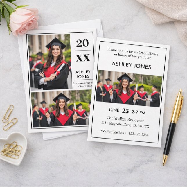 Convites Trendy Modern Casual Photo Graduation Invitation (Criador carregado)