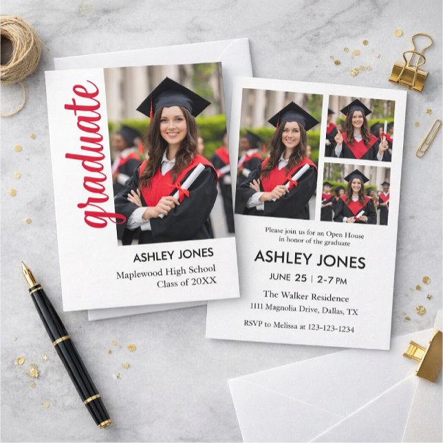 Convites Trendy Modern Casual Photo Graduation Invitation (Criador carregado)