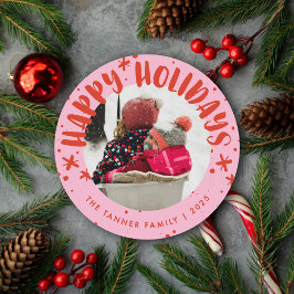 Convites Trendy Modern Handwritten Holiday Photo Card