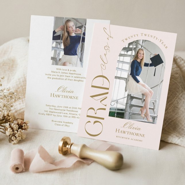 Convites Trendy Modern Minimal Arch Photo Graduation Party (Trendy Modern Minimal Arch Photo Graduation Party Invitation)