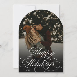 Convites Trendy Modern Script & Arch 1 Photo Christmas Card