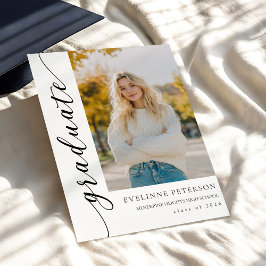 Convites Trendy Modern Script Photo Graduation Invitation