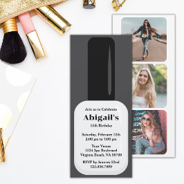 Convites Trendy Modern White & Black Nail