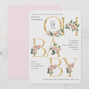 Convites Trendy Oh Baby Magnolia Purple Blush Chá de fralda
