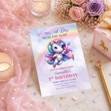 Trendy Pastel Unicorn Girl Birthday Celebration In