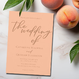 Convites Trendy Peach Typografia Casamento de Verão