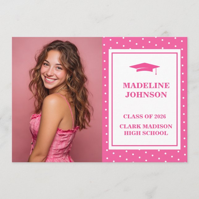 Convites Trendy Pink 2026 Graduation Announcement (Frente)