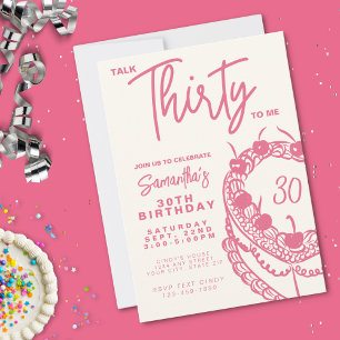 Convites Trendy Pink Fale 30 Para Mim aniversário de 30 ano