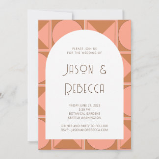 Convites Trendy Pink Retro Geométrico Tudo Em Um Casamento
