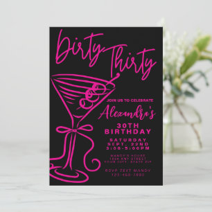 Convites Trendy Pink Sujo Trendy Trendy 3aniversário de 30