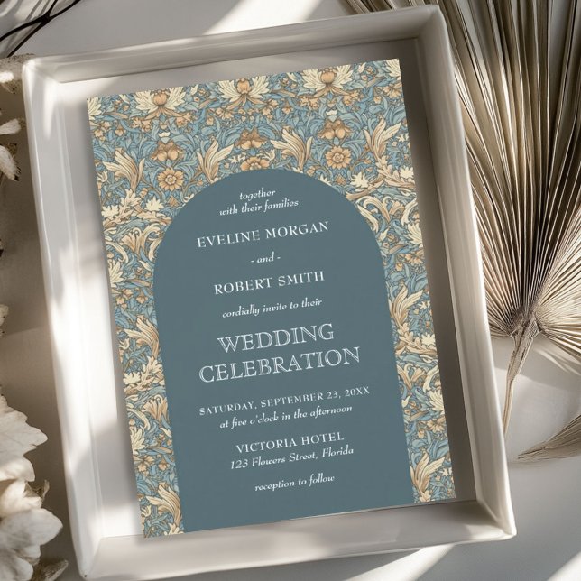 Convites Trendy poeiry marfim verde floral Art Nouveau (Trendy dusty green ivory floral Art Nouveau Invitation)