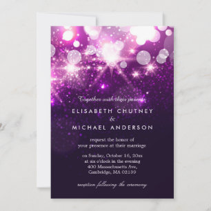 Convites Trendy Purple Glitter Sparkles Na moda Weding