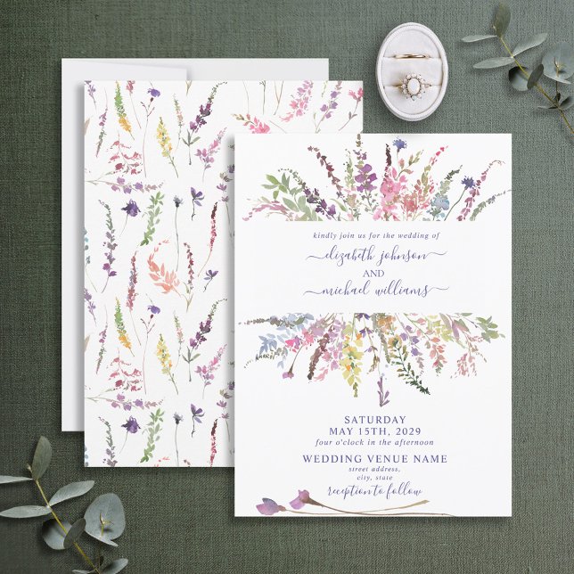 Convites Trendy Purple Wildflower Casamento Floral (Criador carregado)