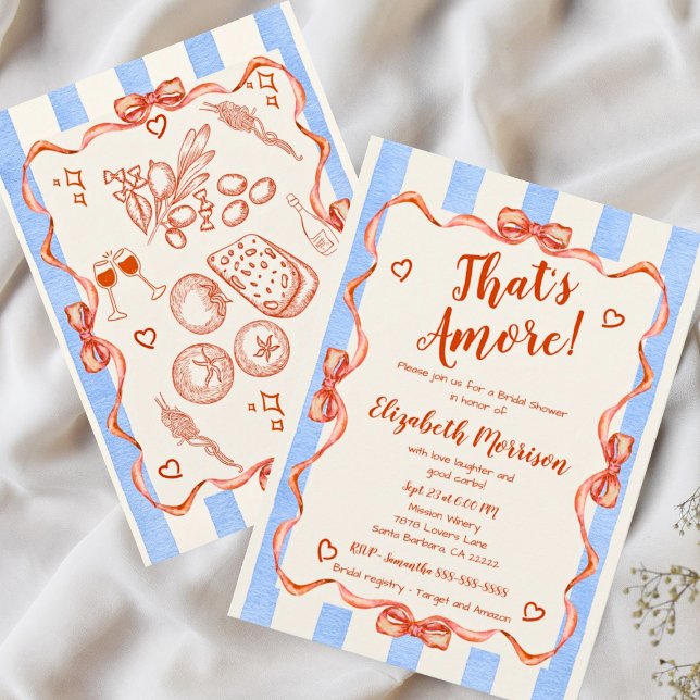 Convites Trendy Quirky Hand Drake Whimsical Bridal (That's Amore! Trendy Whimsical Bridal Shower Invitations. )