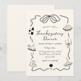 Convites Trendy Quirky Hand Drawn Scribble Ação De Graças