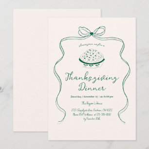 Convites Trendy Quirky Hand Drawn Wavy Pie Ação de Graças