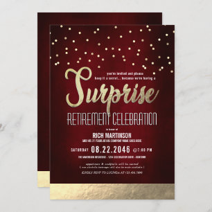Convites Trendy Red/Dourado Surprise Retirement Party
