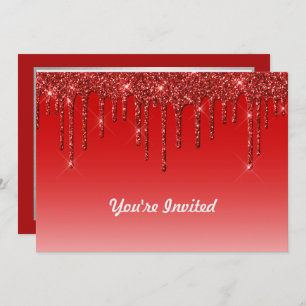 Convites Trendy Red Glitter Drives Aniversário