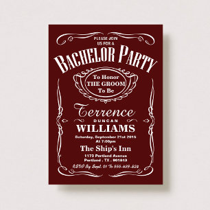 Convites Trendy Red Typografia Bachelor Party