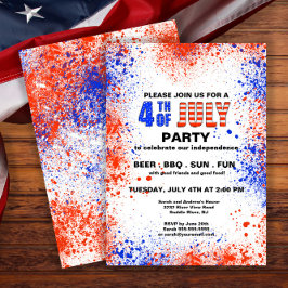 Convites Trendy Red, White & Blue 4th do Partido de julho