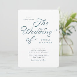 Convites Trendy Ribbon Elegant Script Wedding Invitation