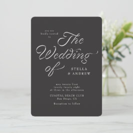 Convites Trendy Ribbon Elegant Script Wedding Invitation