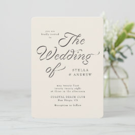 Convites Trendy Ribbon Elegant Script Wedding Invitation