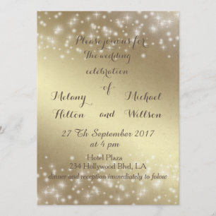 Convites Trendy romântico brilha o ouro do casamento